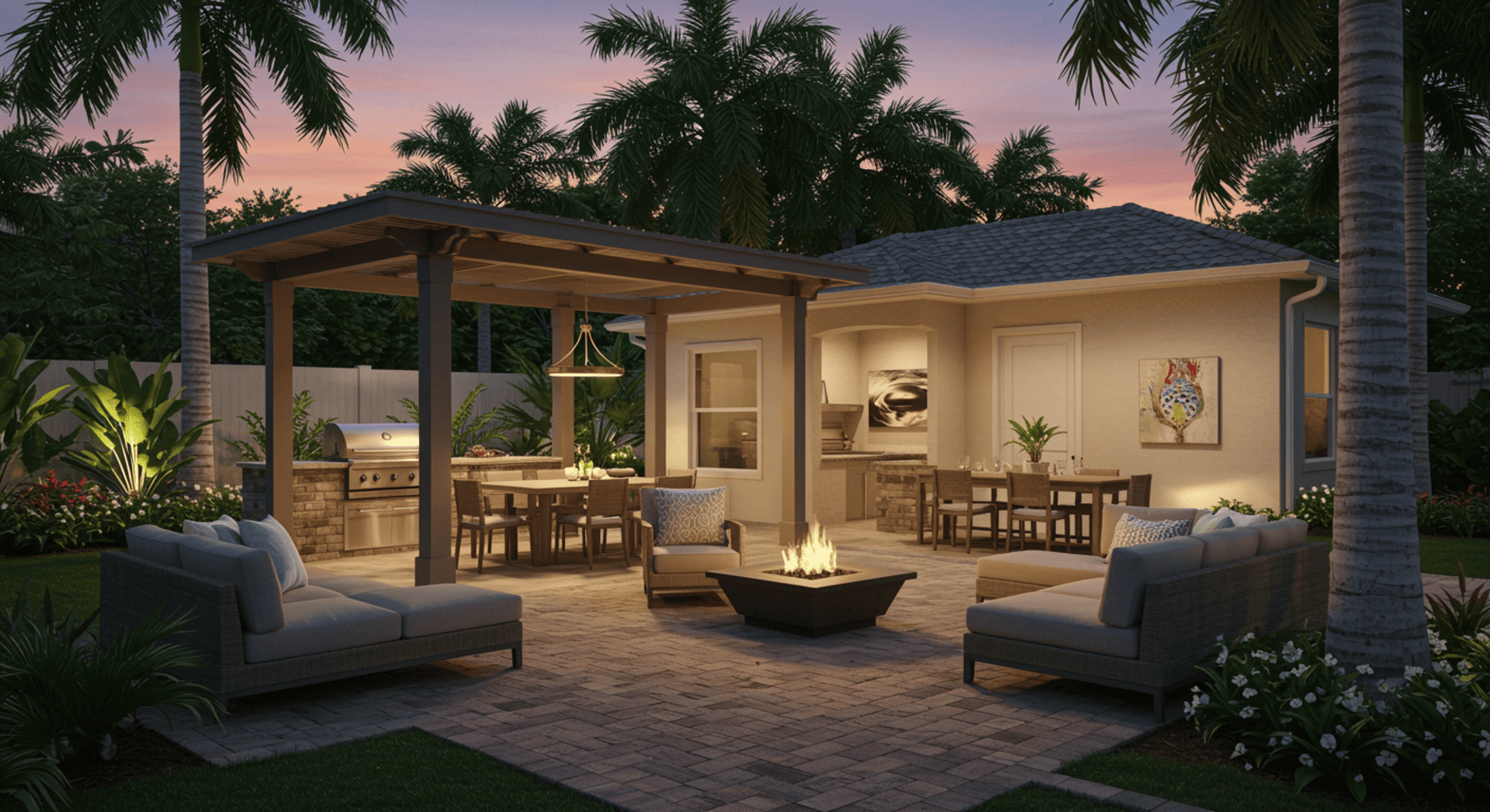 Outdoor Living Space Design with Brick Pavers Florida